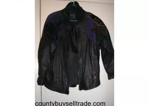 PELLE - N.Y. Milano ~ Medium- Genuine Black Leather - Embroidered/Patch Coat
